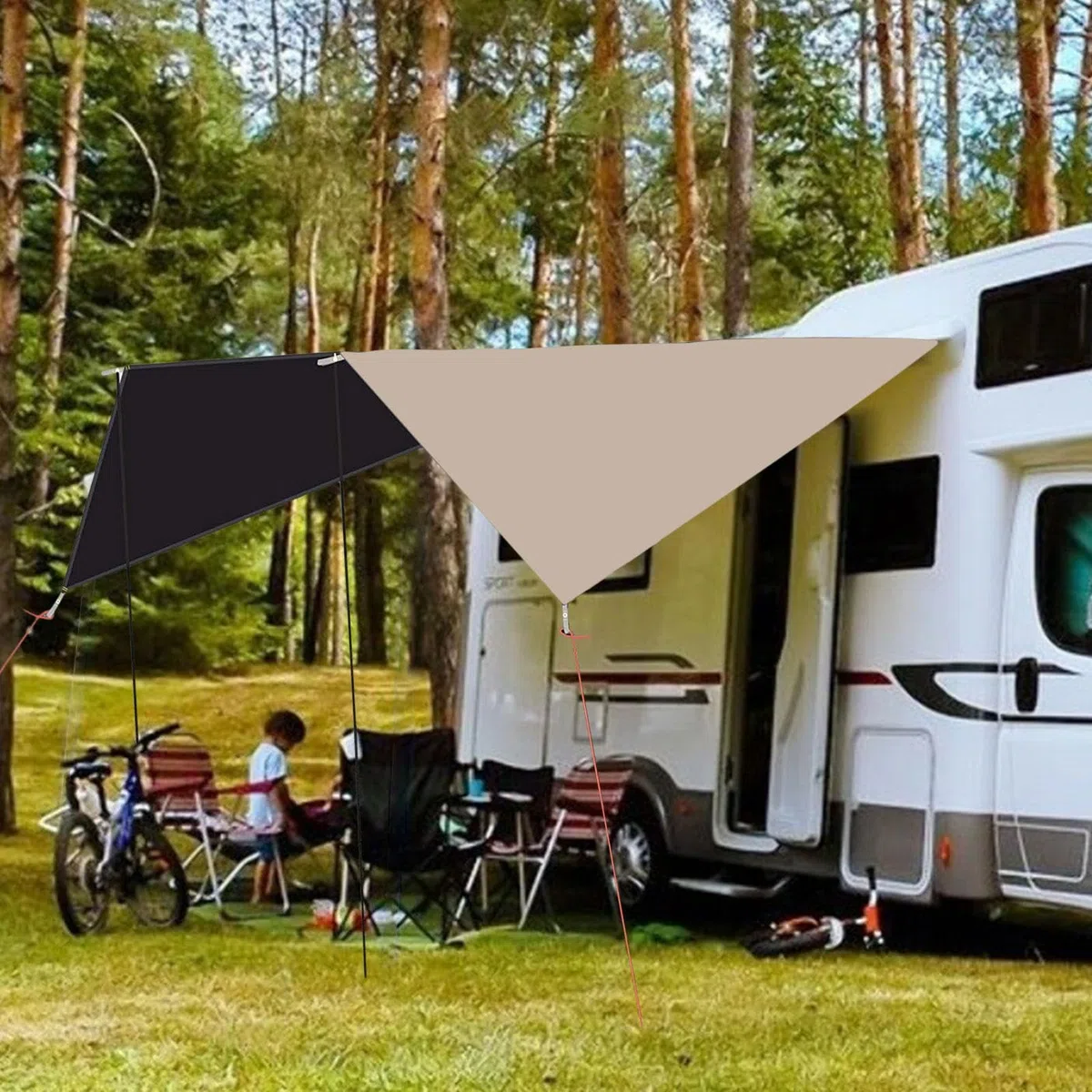 Tenda da portellone auto Copertura Portatile Impermeabile 2,7 x 3,4 m | Tettuccio auto antivento e protezione UV Per Parcheggio All'Aperto Veicoli Camper SUV Camion Lato Posteriore