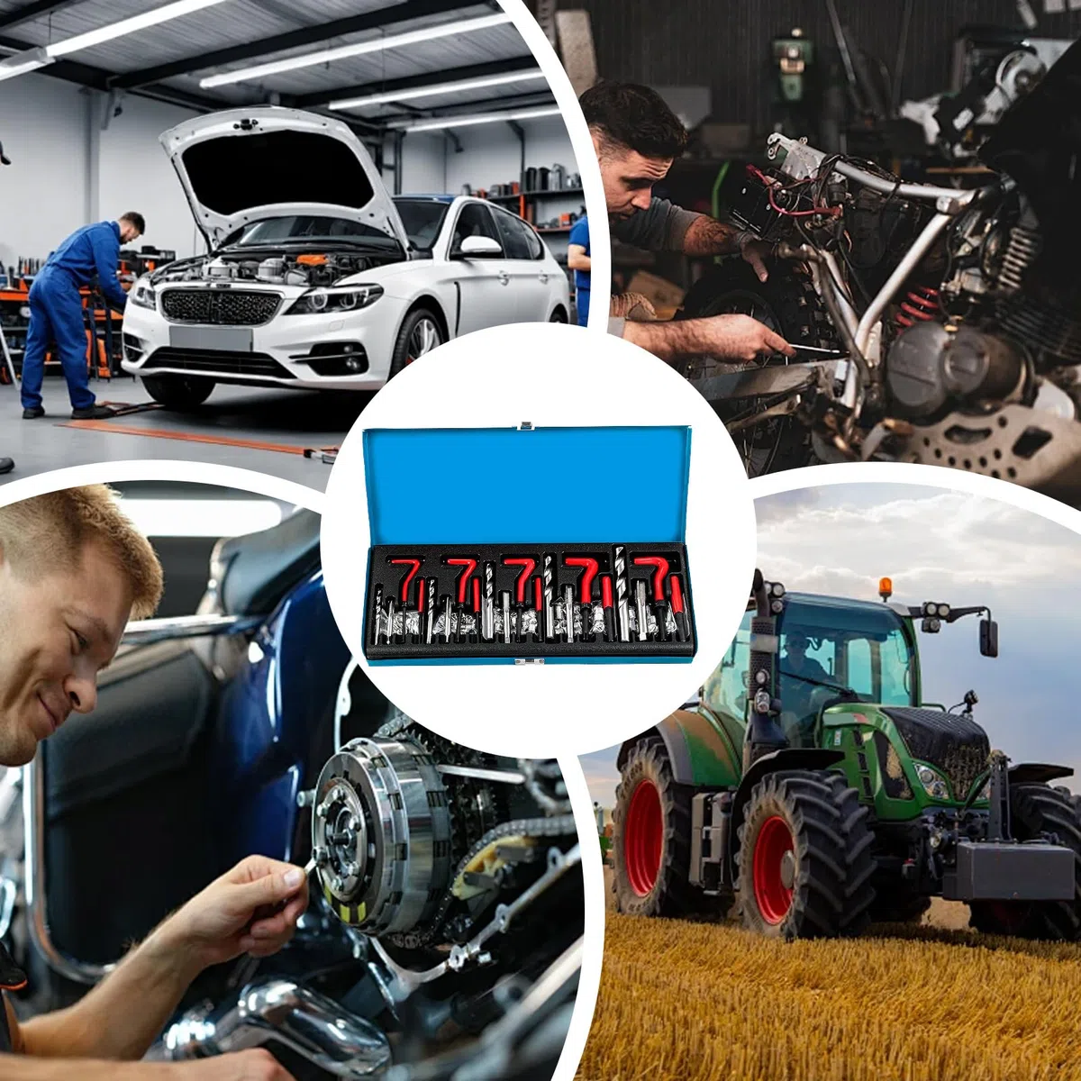 Attrezzi per riparazione piccoli motori Gadget Manutenzione Filetti | Kit attrezzi per installazione motori con inserto per punta elicoidale per Trattori, Camion, SUV, Rimorchi,