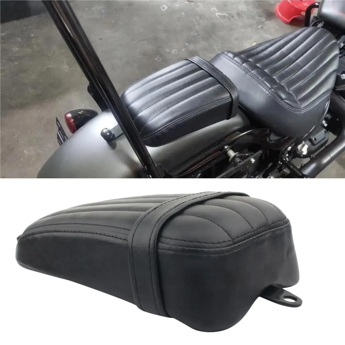 Sedile Passeggero Accessori moto Cuscino del sedile passeggero posteriore in pelle artificiale nera Sella comfort per ciclisti da strada