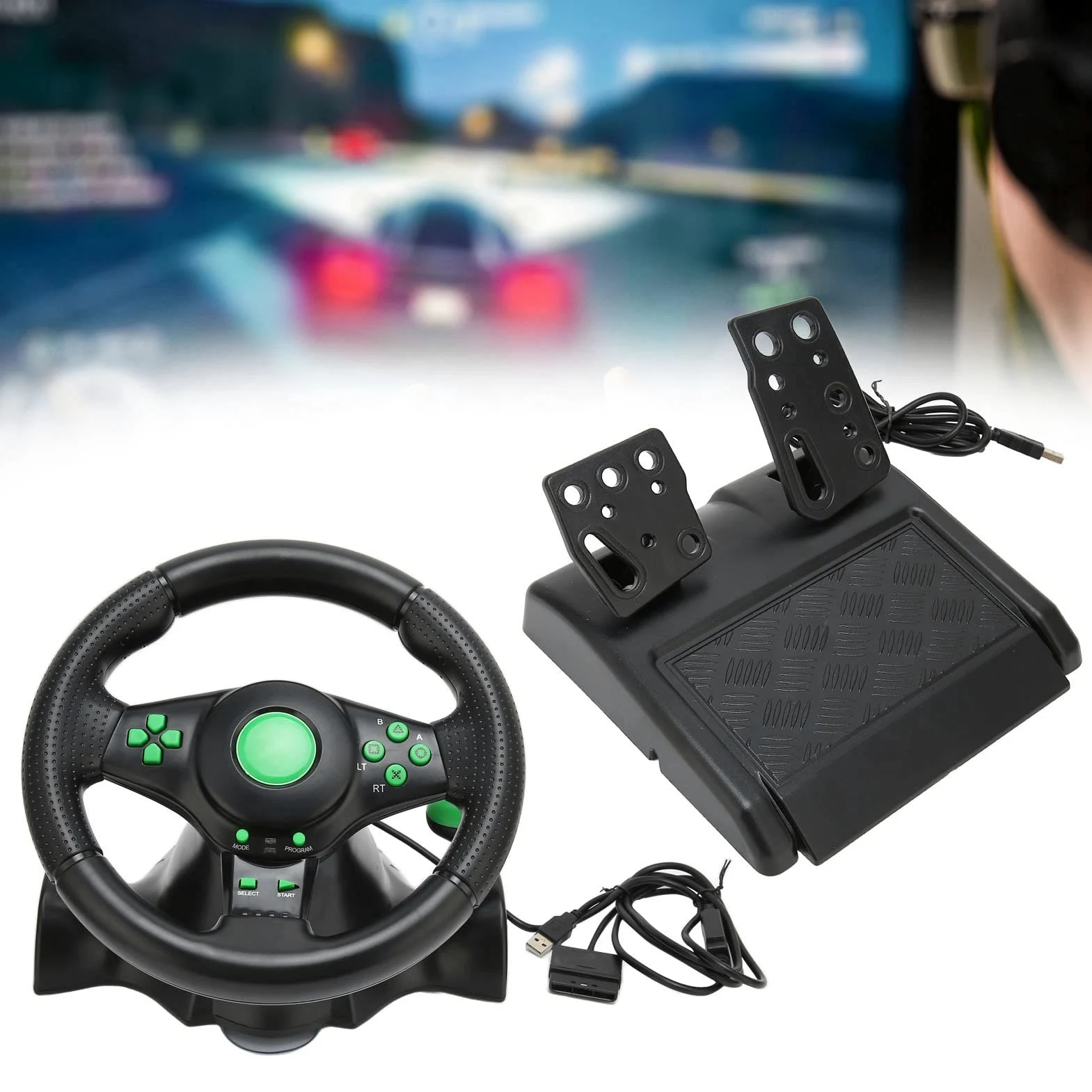 Volante per PC, volante da corsa con rotazione di 180 gradi 4 in 1 per