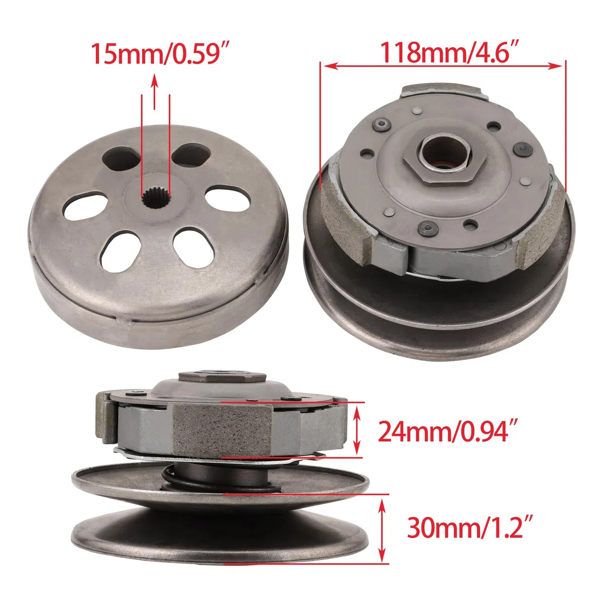 WOOSTAR Frizione Posteriore Completa Assemblea Sostituzione per 4 Tempi GY6 125cc 150cc Scooter Go Kart ATV 4 Ruote 152QMI 157QMJ Motore