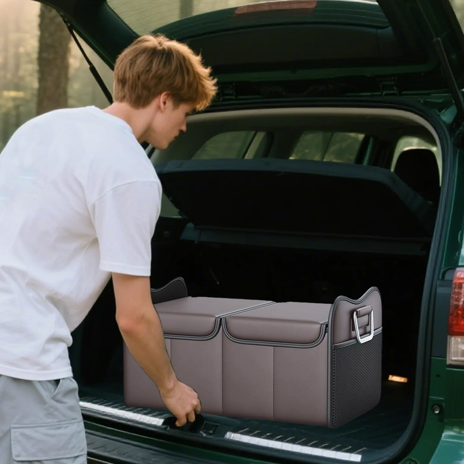 Generisch Organizer per bagagliaio per SUV, organizer per alimenti per | bagagliaio con coperchio, grande contenitore pieghevole, accessorio per veicoli, viaggi, vacanze, sedile posteriore camion