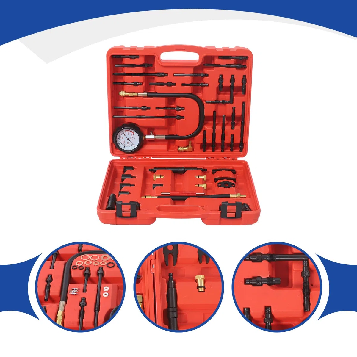 Tester di compressione benzina e diesel, tester di compressione 0-40 bar/600 psi, per auto e camion, tester di perdita di pressione, manometro per test della pressione del cilindro e diagnosi del