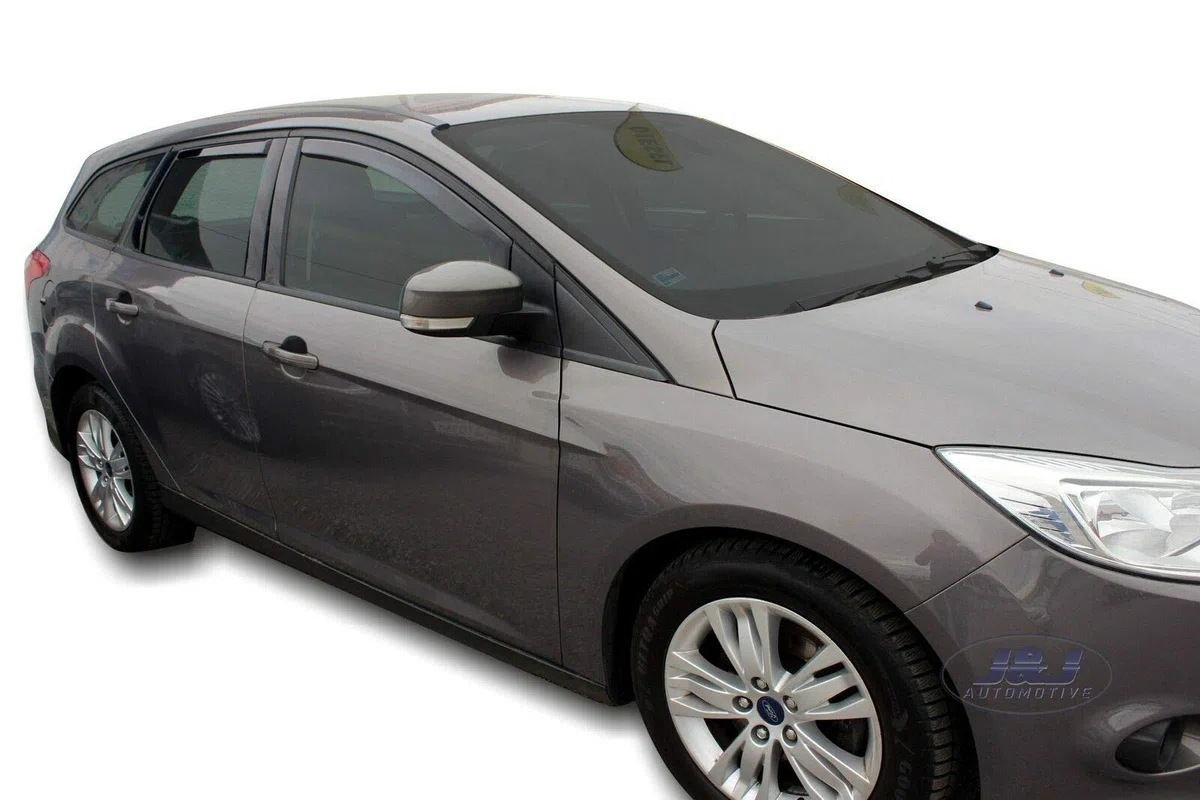 J&J AUTOMOTIVE Deflettori d'Aria per Ford Focus 3 Wagon 2010-2018, Set da 4 Pezzi, Nero Fumé Oscurato Heko