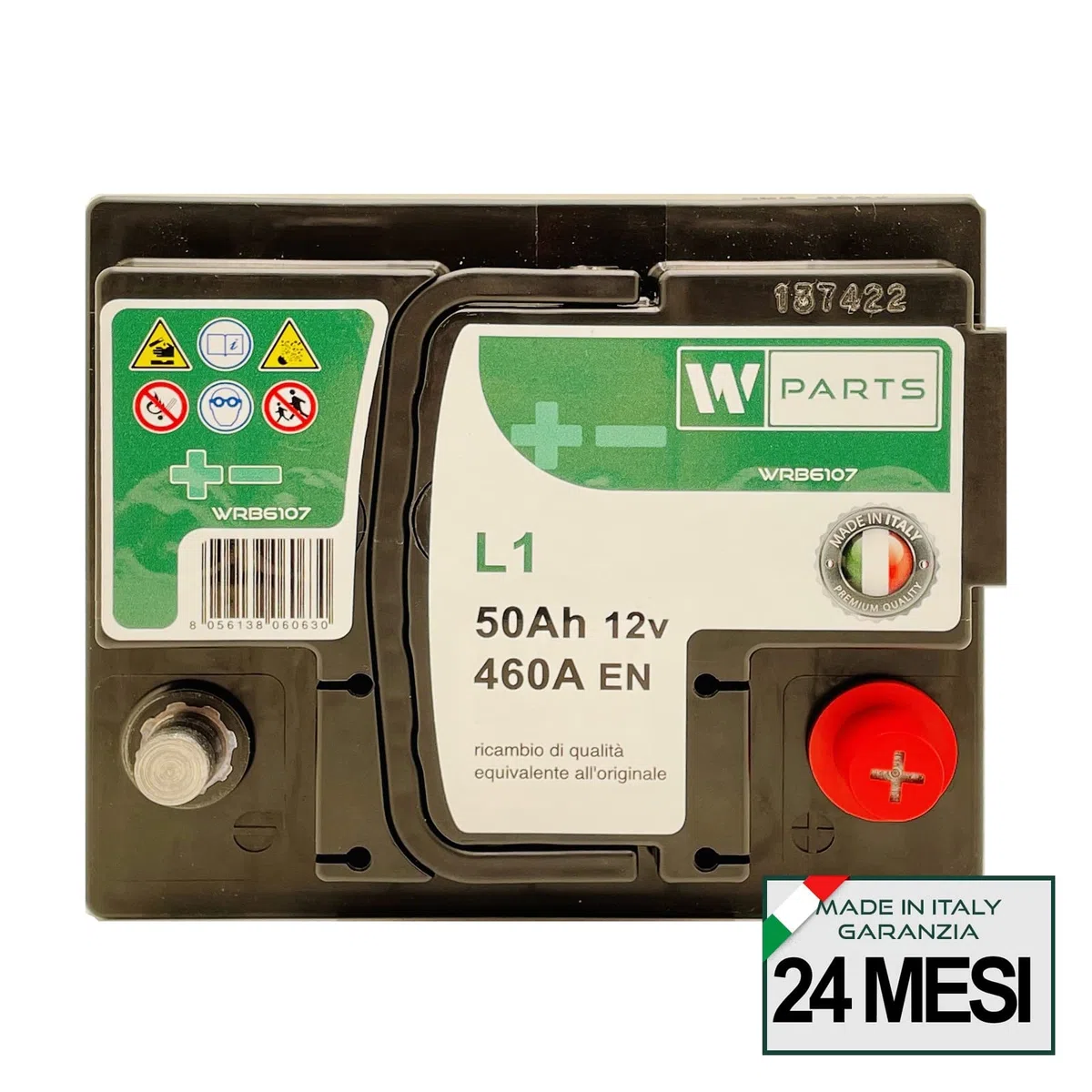 BATTERIA AUTO 50 Ah - 460A | Garanzia Italia | 207x175x190 | 54Ah | L150+ 50Ah