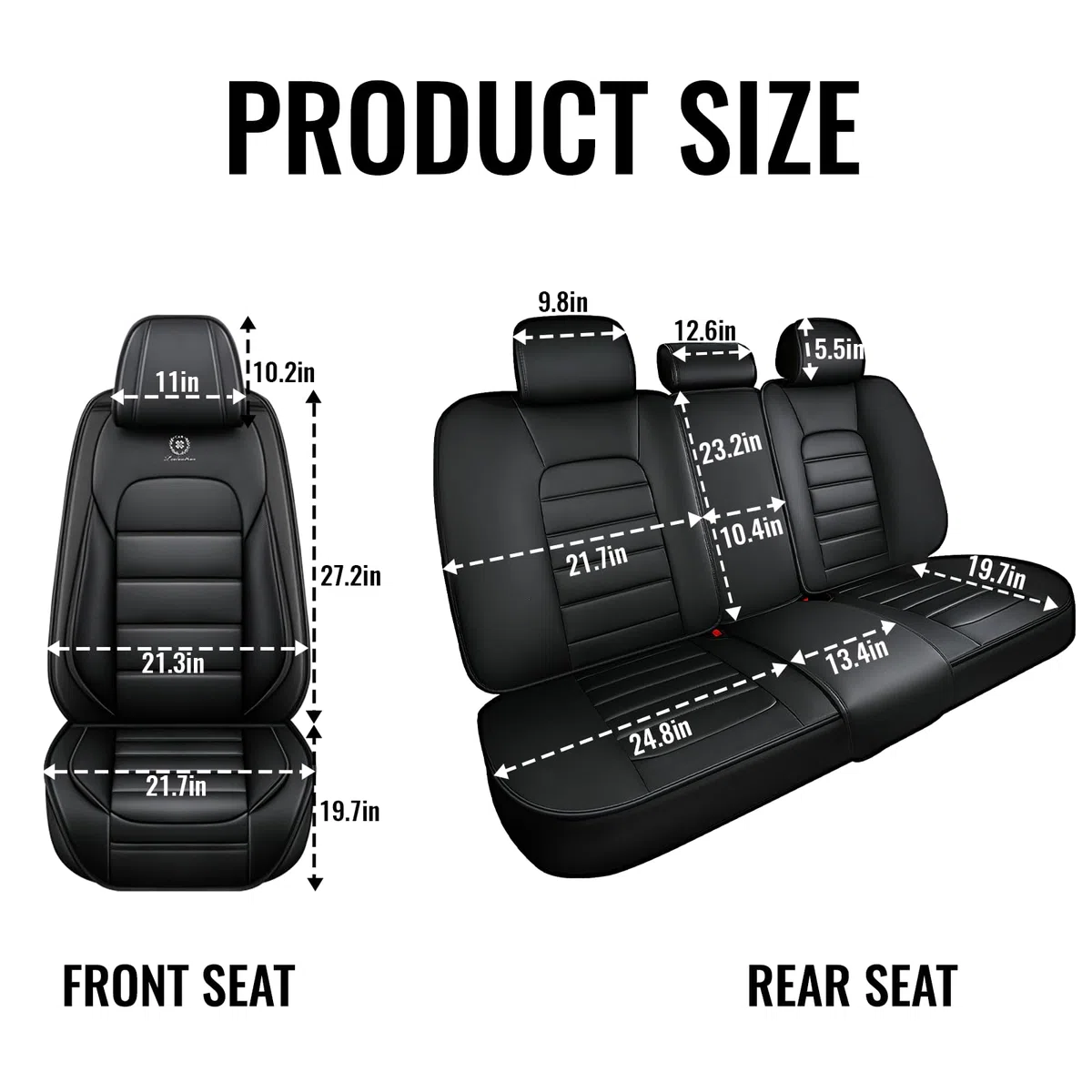 Coprisedili Auto Universale Per Ford Ranger Ranger Raptor 2001-2024 2025 2026, Copri Sedile Auto Pelle PU，Impermeabile，Traspirante, Regalo di Compleanno(Black)