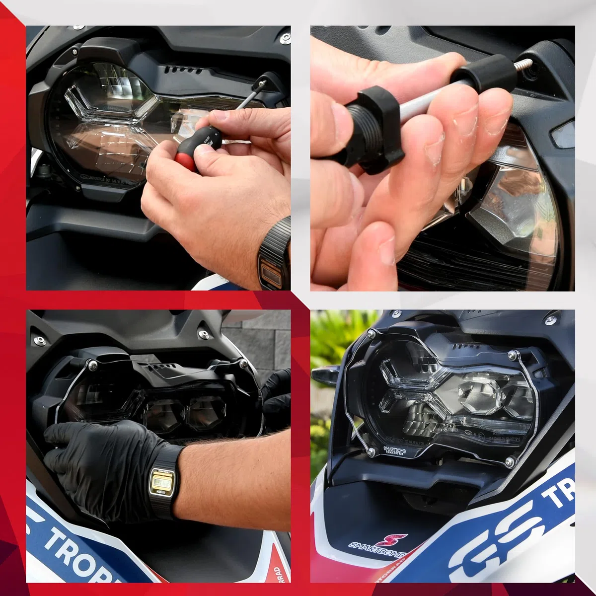 Protezione faro compatibile per BMW R 1200 GS R 1250 GS LC ADV STD LENTE DI PROTEZIONE FARO ANTERIORE 5MM sistema ''togli&rimetti''