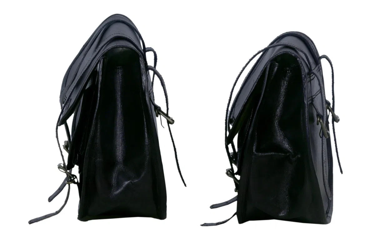 American Blue Borse da sella per moto, tasca laterale per bicicletta, borsa per attrezzi in pelle (2 tasche) (nero)