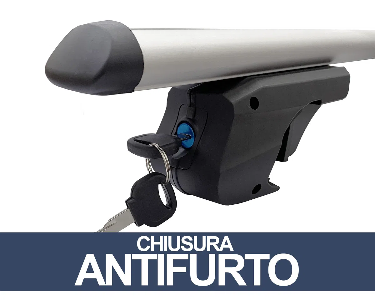 Auto Accessori Lupex - Barre portapacchi universali da 120 cm per tettuccio auto, con serratura antifurto, per binari rialzati con larghezza fino a 105cm - Conf da 2 pezzi, Grigio