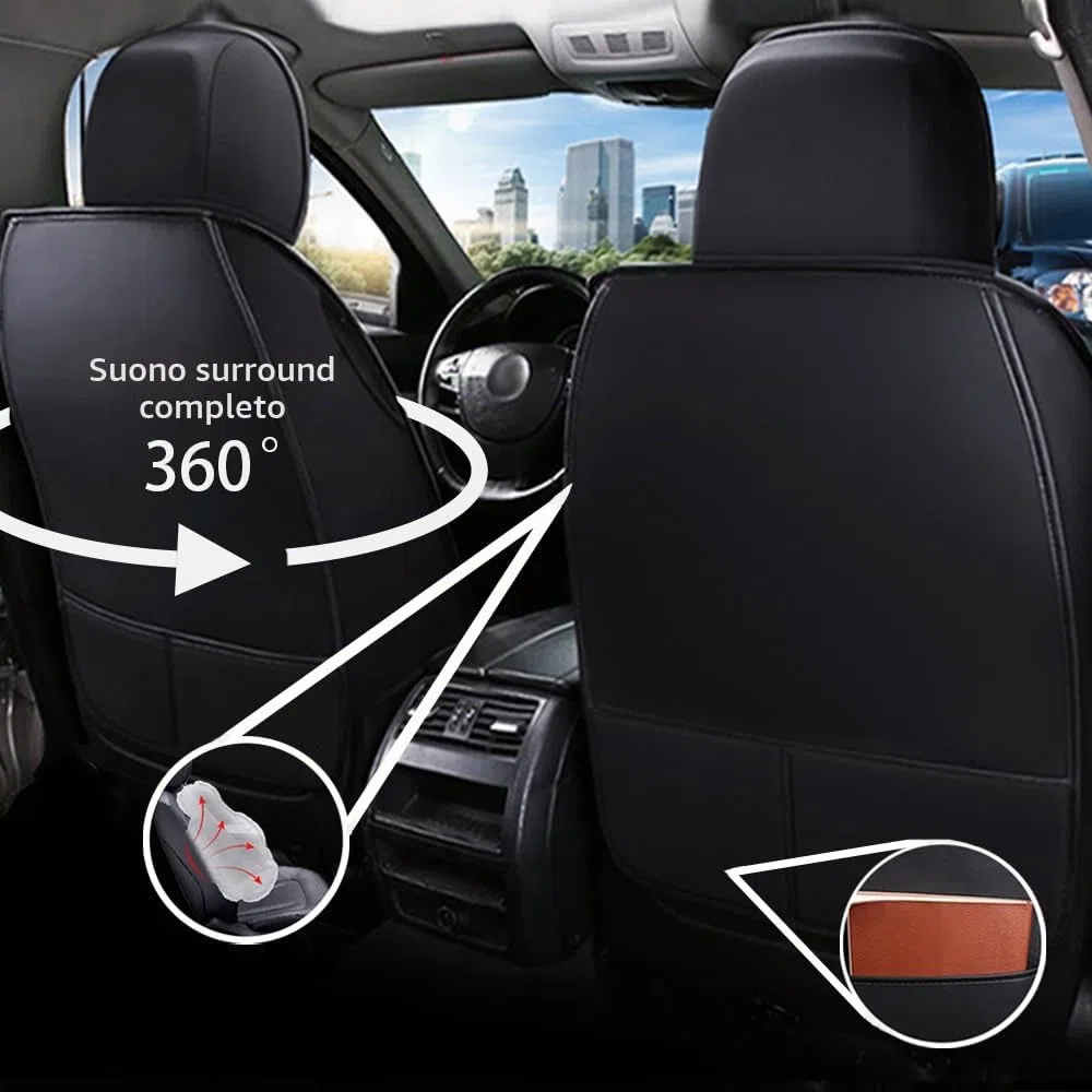Coprisedile auto nero stile alla moda, materiale in similpelle, resistente all'usura e traspirante, facile da pulire, ecologico e inodore, copriauto in due pezzi per T-o-y-o-t-a