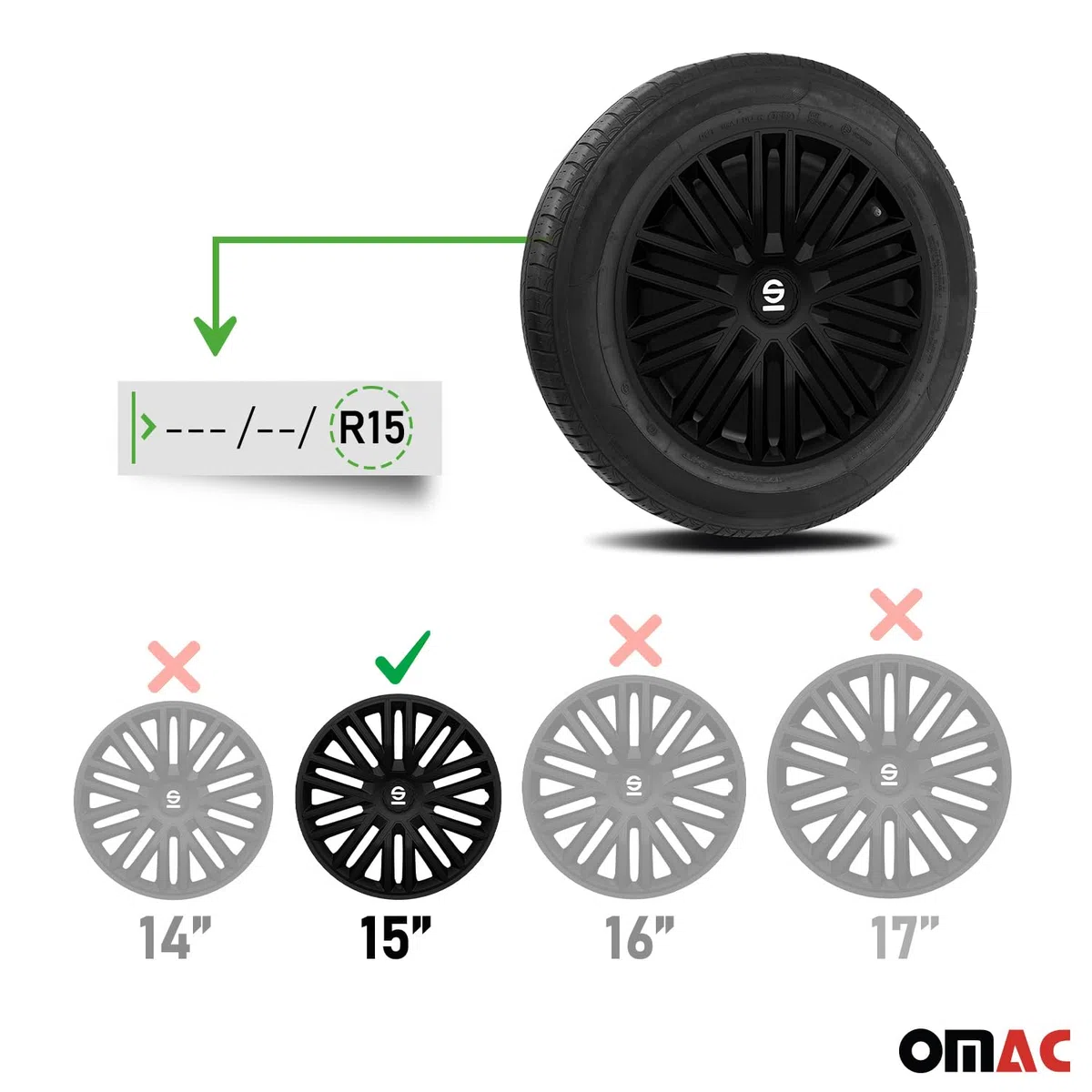 Sparco Spc1585Bk Set Copricerchi 4 Pezzi Bergamo 15 Pollici Nero