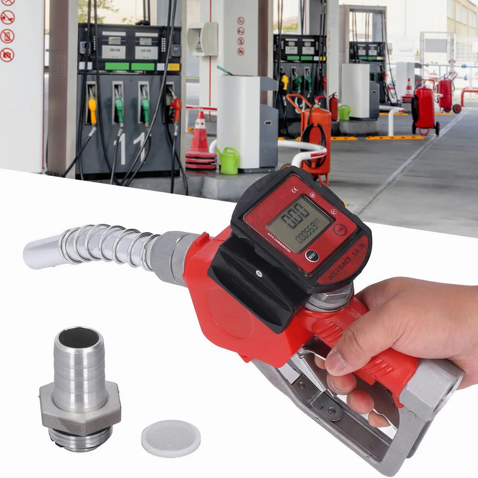 Ugello Carburante Automatico, Misuratore Di Portata Digitale In Lega Di Alluminio Con Funzione Pistola Di Salto Automatica Per Benzina Cherosene, Portata 10 60 L Min.