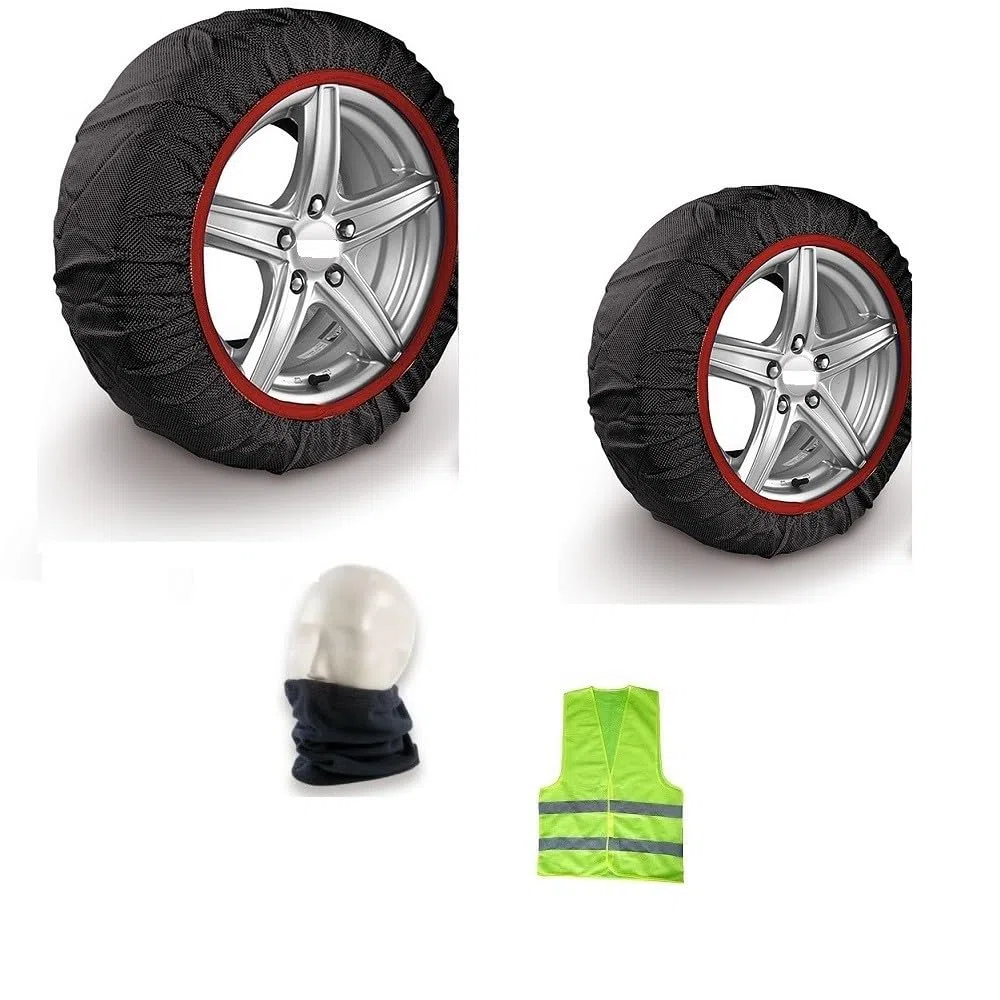 CALZE DA NEVE PER GOMME AUTO PNEUMATICO RUOTA 215/60R16 CALZA PER NEVE GHIACCIO OMOLOGATA MISURA L (68073) COPPIA DI CALZE PER RUOTE MOTRICI AUTO VETTURE PROVVISTE DI SISTEMA ABS