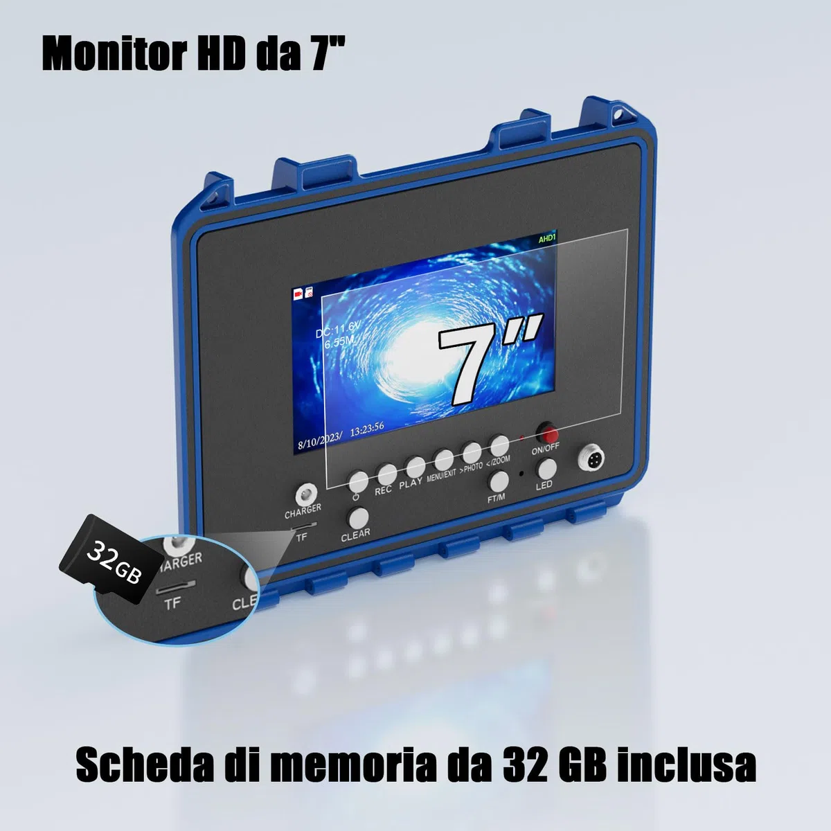 Telecamera Ispezione Tubi 30 Metri con Ricevitore 7" DVR Telecamera Endoscopica del Tubo Scarico Fognario Conduttura Industriale IP68 Impermeabile Autolivellante con Contatore di Distanza