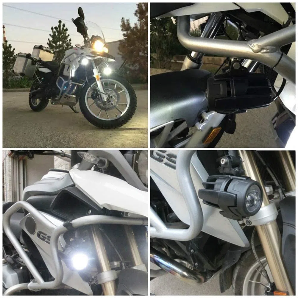 LITTOU Motorcycle Light Fit per Moto ATV Trattore Carrello elevatore Barca Spotlight Universale Faro Fendinebbia Luce di Esecuzione Luce ausiliaria (Set Completo)