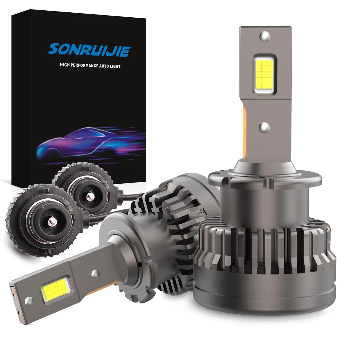 2024 D2S LED Lampadine, 100% Canbus 120W (60W/Lampade) 24000LM 6000K, Sostituisci lampadine allo xeno HID OEM Plug and Play, 2 Pezzi