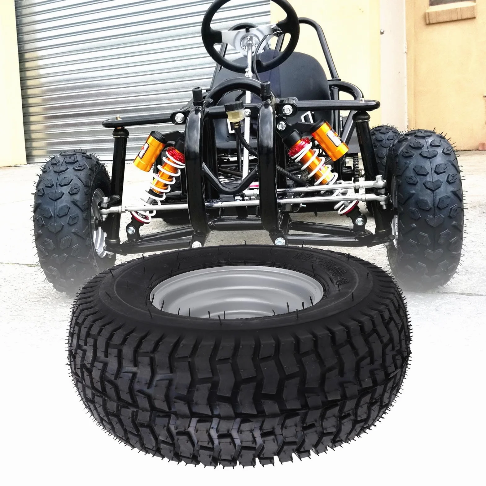 Pneumatico ATV 6 Pollici, 13x5,00-6 Pneumatico per Vuoto per ATV Quad off Road Go Kart Mini Bike Mown, 13/5,00-6 Tera di Ruota con Cerchione Si Adatta a Ruote 6 Pollici,