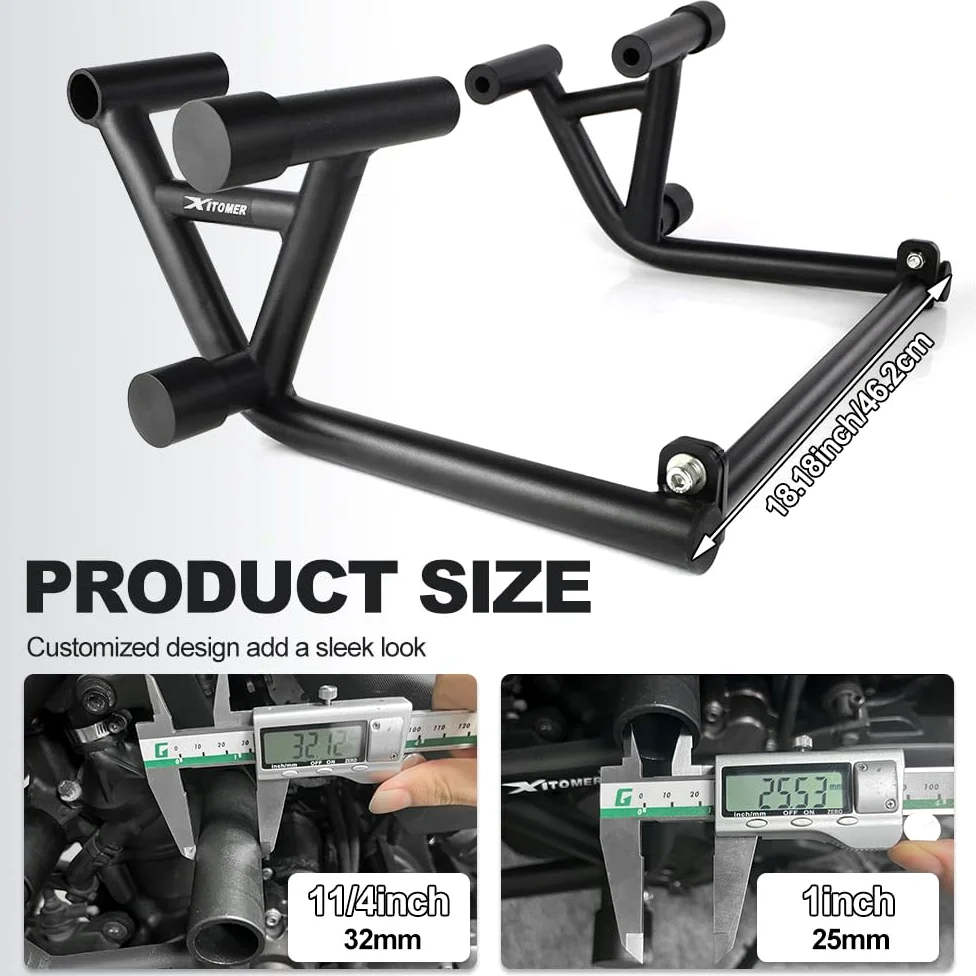 Xitomer Crash Cage Stunt Engine Guard compatibile con FZ-07 MT-07 2014-2024 FZ07 MT07 Drift Street Engine Guard Crash Bar Race Rail