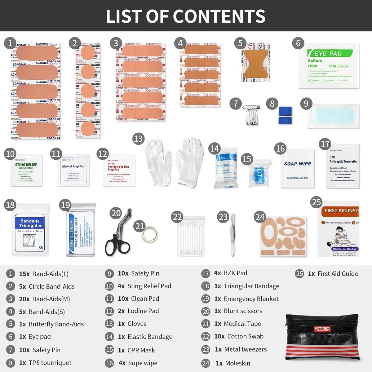Kit di emergenza per auto (126 pezzi), regalo per padre, donne, amici, assistenza stradale di alta qualità, con cavi di avviamento, fune di traino, kit di sicurezza ideale in