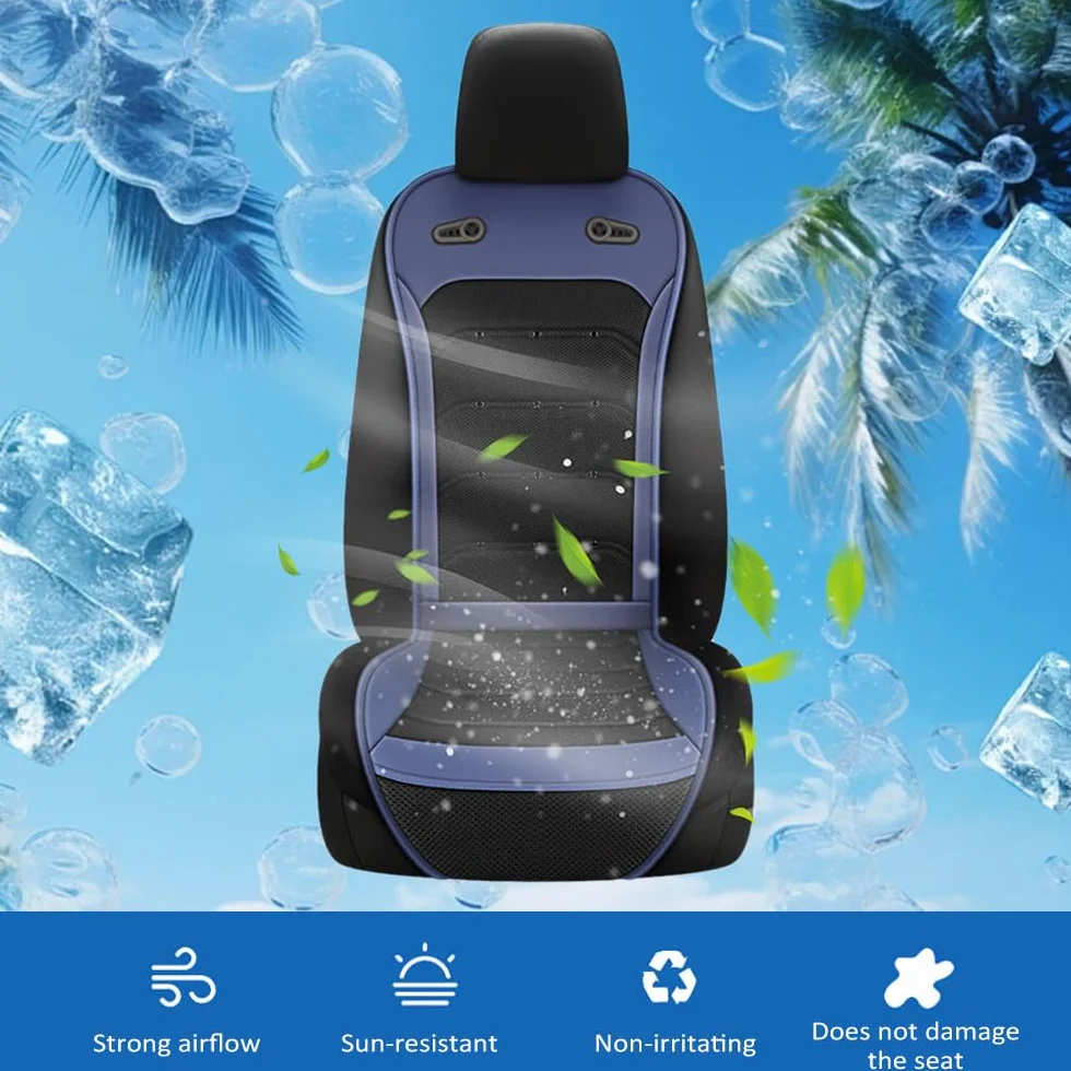Shkalacar coprisedile raffreddante Universale Auto, Cuscino per Sedile Auto per Sedile Anteriore 12V/24V con ventole Intelligenti Cuscino per Sedile ventilato Traspirante Estivo