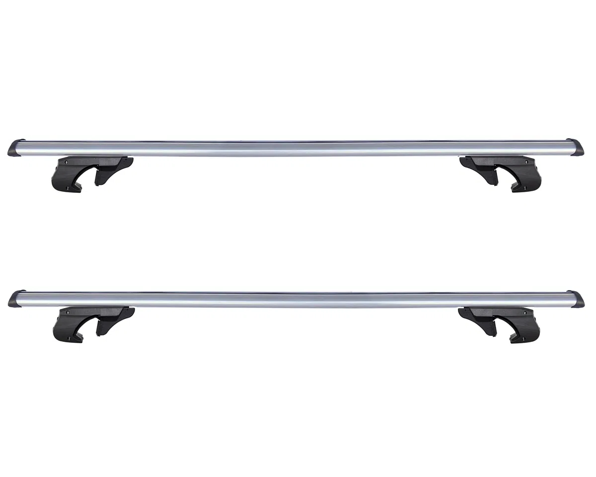 Auto Accessori Lupex - Barre portapacchi universali da 120 cm per tettuccio auto, con serratura antifurto, per binari rialzati con larghezza fino a 105cm - Conf da 2 pezzi, Grigio