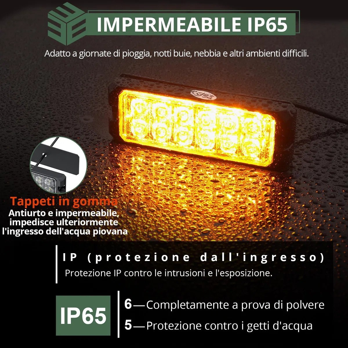 EYPINS 8 x 12 LED Luci di Avvertimento di Emergenza 12V/24V,14 Modalità Lampeggiante,Impermeabile IP65,Luce Lampeggiante per Trattore Auto Camion