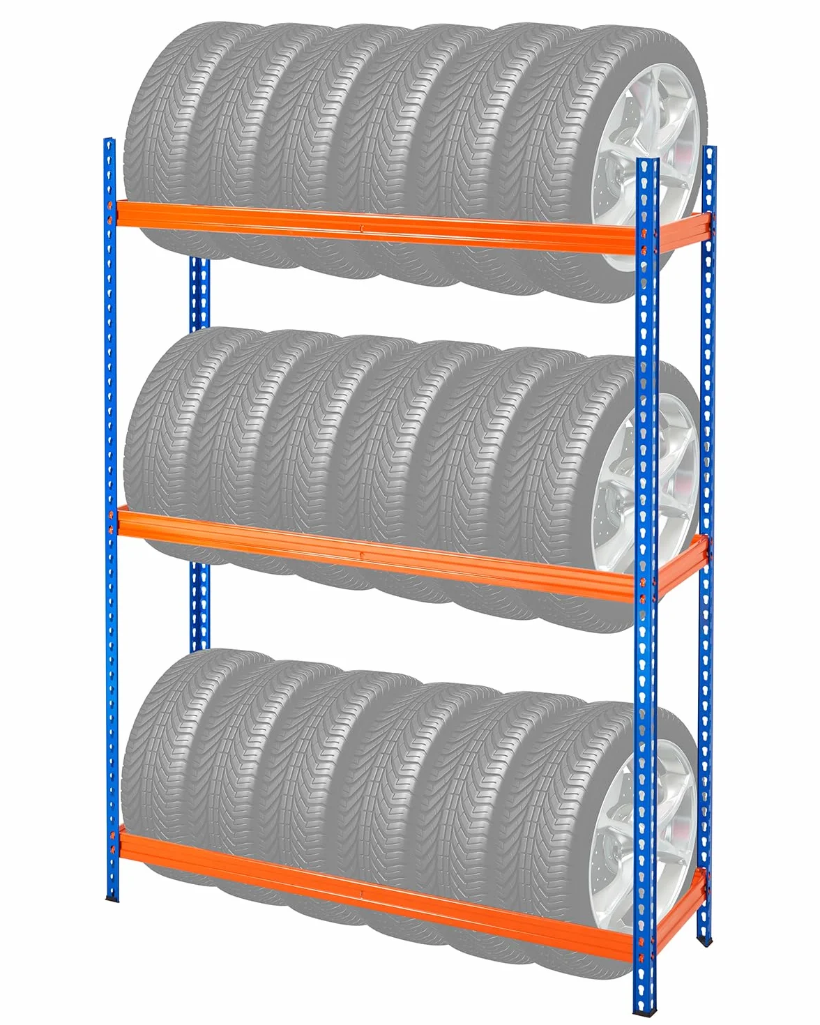 VEVOR Scaffale Porta Gomme Auto a 3 Ripiani, Fino a 18 Pneumatici Standard, Supporto Pneumatici per Impieghi Gravosi SPCC-SD con Spaziatura Regolabile per Garage e Officina, capacità di Carico 300 kg