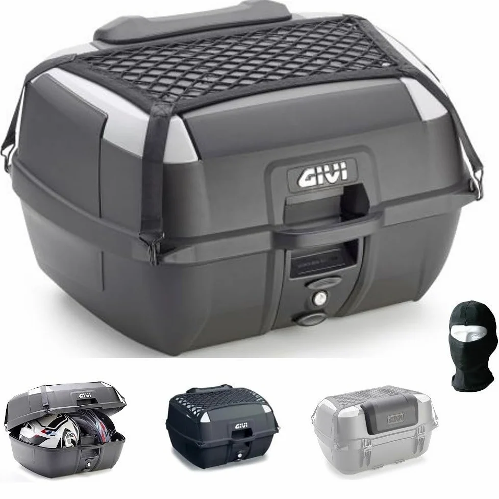 COMPATIBILE CON HONDA XL 750 TRANSALP BAULETTO MONOLOCK+PIASTRA+RETE+SCHIENALE GIVI PER 2 CASCHI INTEGRALI O JET 45LT INSERTI ARGENTO PER MOTO-SCOOTER CON PORTAPACCHI