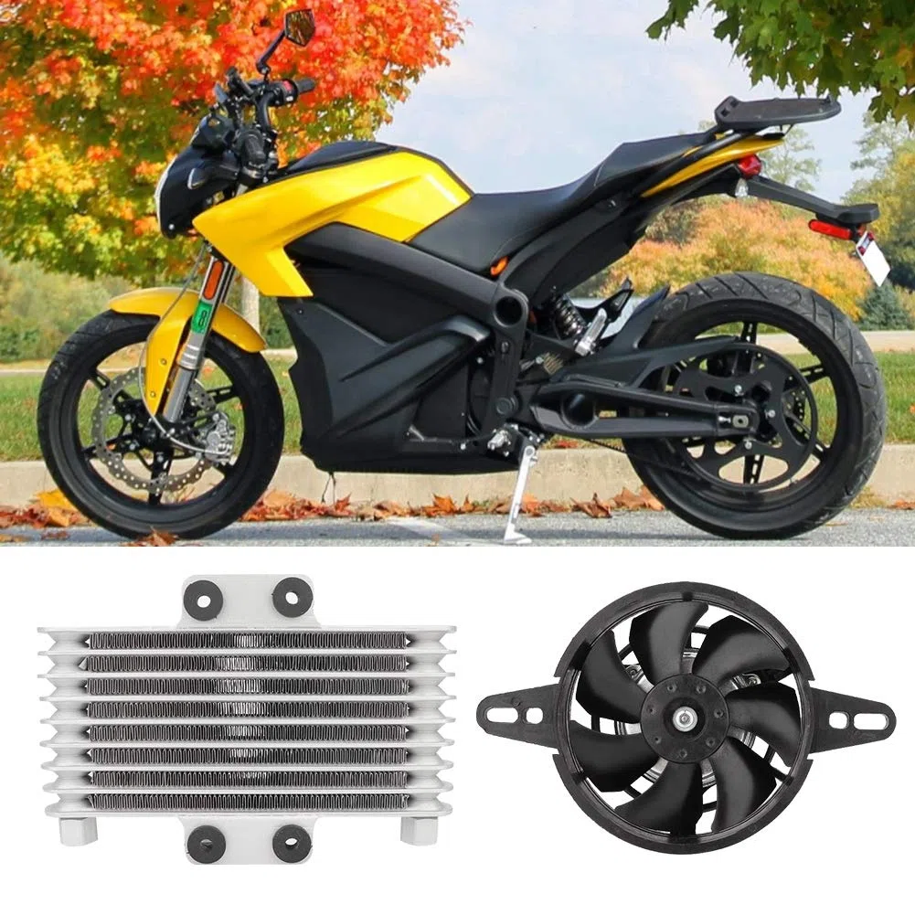 Qcwwy Radiatore in Alluminio con Ventola di Raffreddamento dell'olio Motore, Aggiornamento Ad Alte Prestazioni per Motocicli, Raffreddamento Efficiente per l'olio Motore, vestibilità Universale