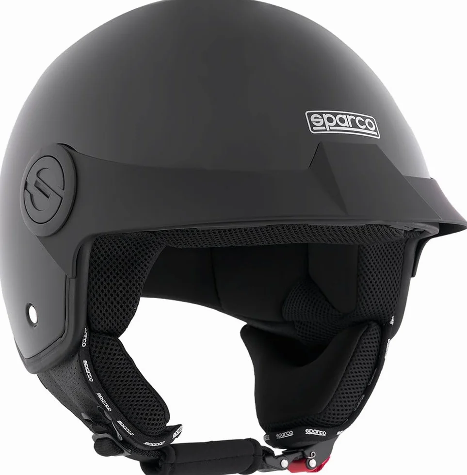 Sparco Casco Demi-Jet con Peak per moto nero metallizzato con calotta in ABS Taglia XL