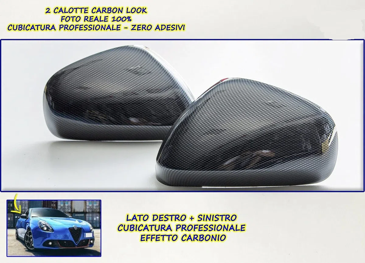 Generico Calotte Giulietta Nero in Carbon Look 2 per Specchietti retrovisori Kit 2 Calotte Destra Sinistra 800706-800707