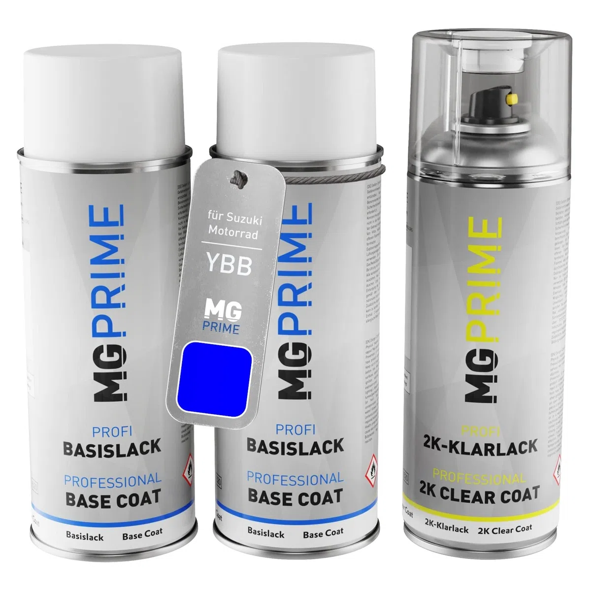 MG PRIME Vernice per moto Kit bombolette spray 2K per Suzuki Motorrad YBB Blue Mica Vernice di fondo vernice di base 2 componenti vernice trasparente bomboletta a spruzzo
