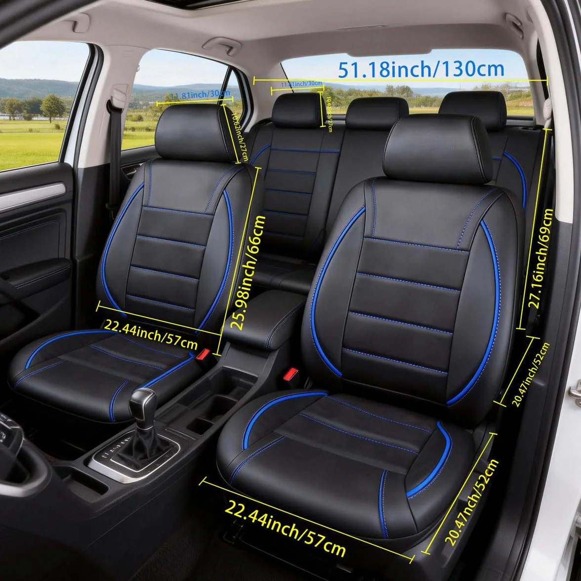 Generico Coprisedili Auto per Toyota Yaris Cross Hybrid 2021-2025, Set Completo di Coprisedili in Pelle PU per Sedili Anteriori e Posteriori, Compatibili con Airbag Col156