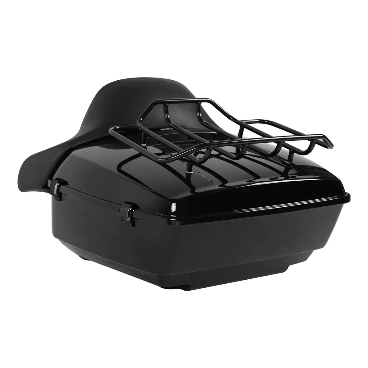 XMT-MOTO King Tour Trunk + schienale avvolgente + 2 rack di montaggio + portapacchi superiore + piastra di base nera adatta per Harley Touring Road King Street Electra Glide Ultra-Classic 2014-2025