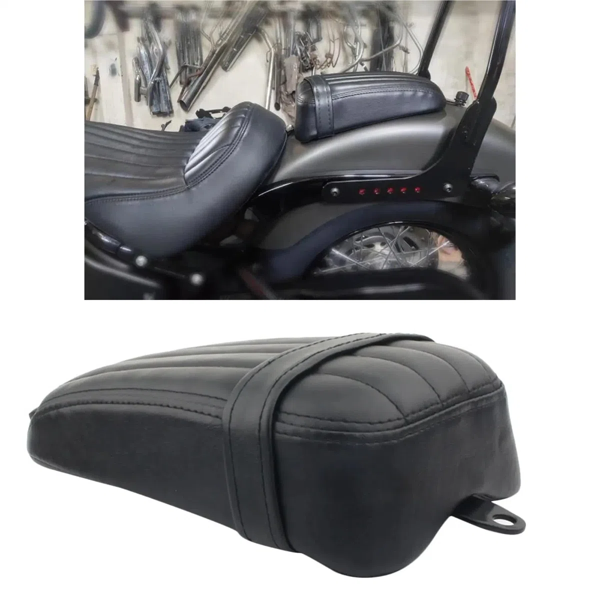 Sedile Passeggero Accessori moto Cuscino del sedile passeggero posteriore in pelle artificiale nera Sella comfort per ciclisti da strada