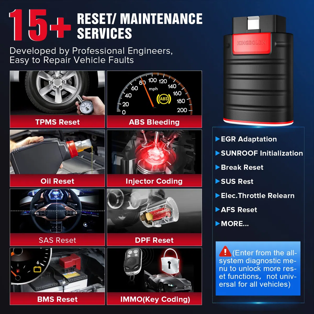 KINGBOLEN EDIAG OBD2 Auto Diagnostica Bluetooth Tutto il Sistema Bidirezionale obd2 Bluetooth Scanner Auto, Livello OE, Codifica ECU, 15+ RESET,AUTO VIN, Tutto il software 1 anno iPhone e Android