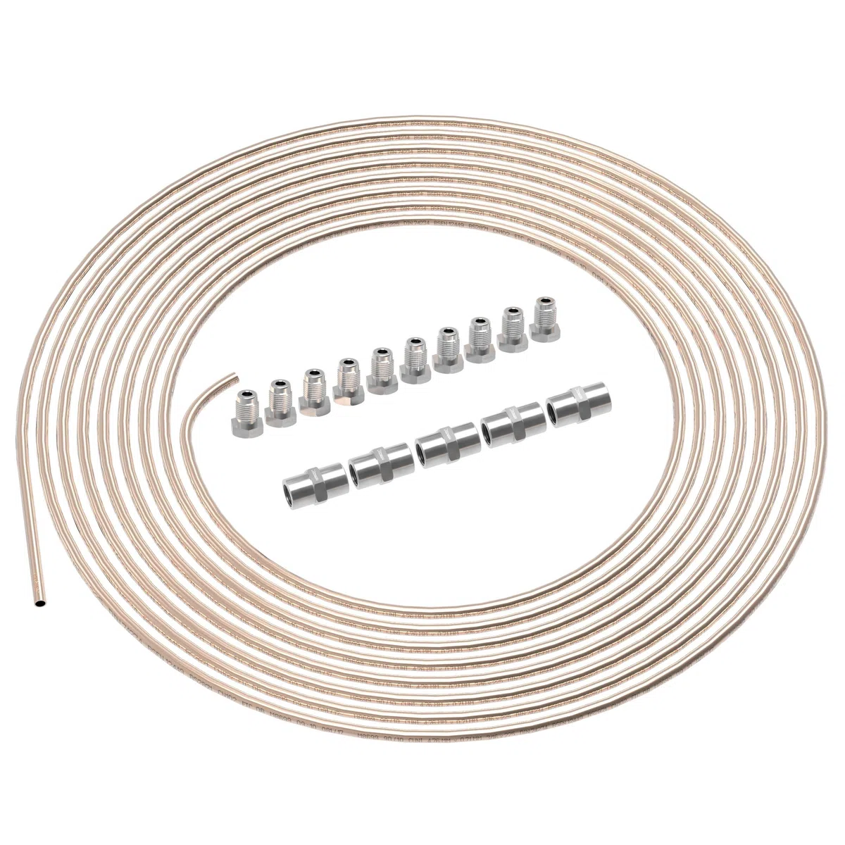 10m Tubo di Freno Ø 4,75 mm Rame-Nickel Kit + 10 raccordi maschi + 5 connettori M10 x 1 DIN 74 234 Set di Tubi di Cupronickel e Accessori dei Freni per Svasatura DIN F