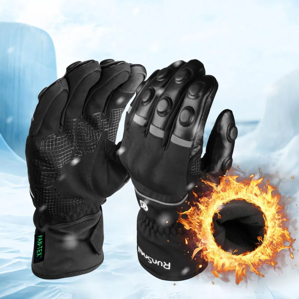 RunSnail 2KP CE Guanti Moto Invernali per Uomini e Donne, Guanti per Moto Impermeabili, Guanti per Motociclisti Lunghi, Guanti Touchscreen per BMX ATV MTB Riding, Racing su Strada