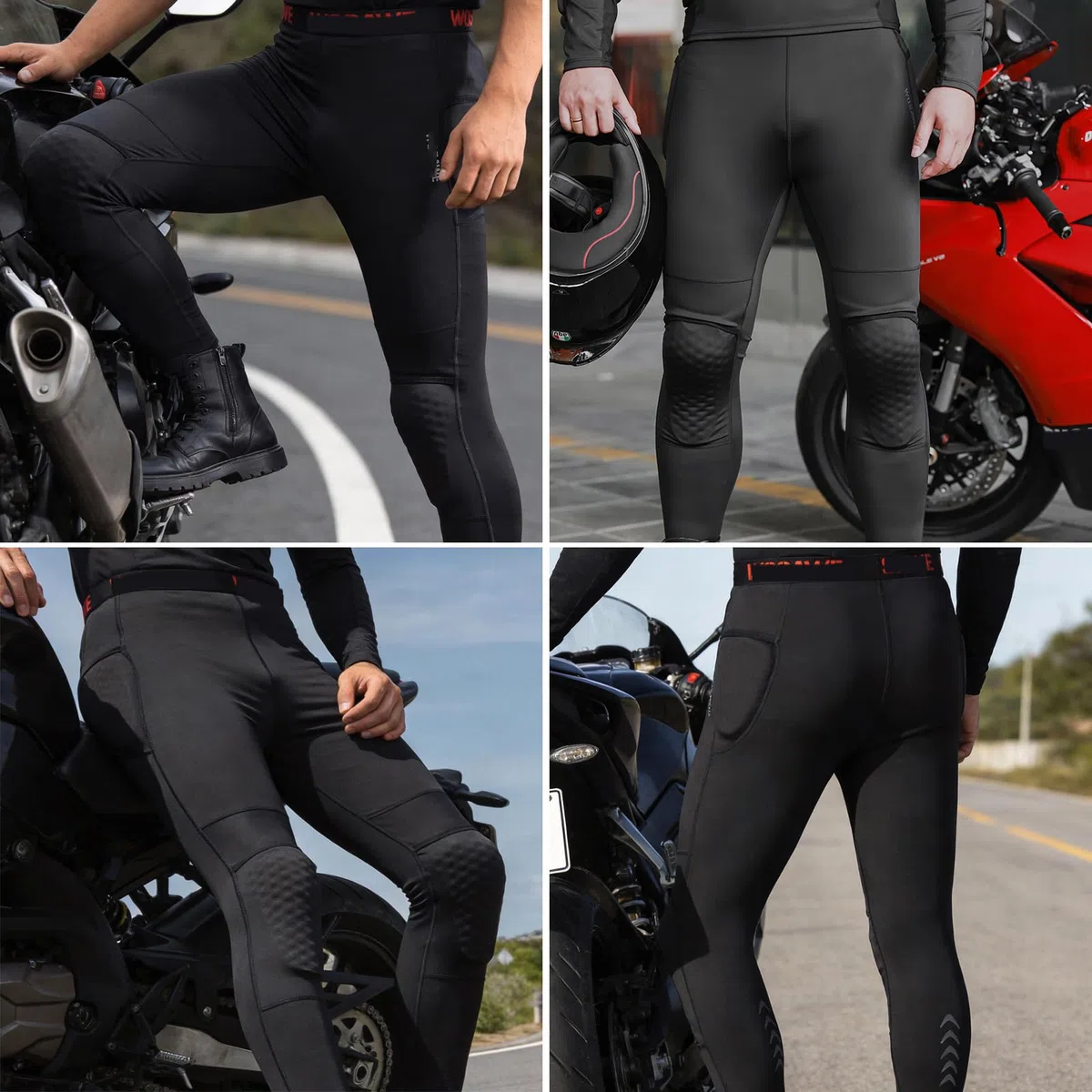 ARMAAN Pantaloni Moto Uomo Con Protezioni Ginocchia E Fianchi, Leggings Moto Traspiranti Ed Elastici Con Protezioni Rimovibili, Abbigliamento Riflettente Per Moto E MTB