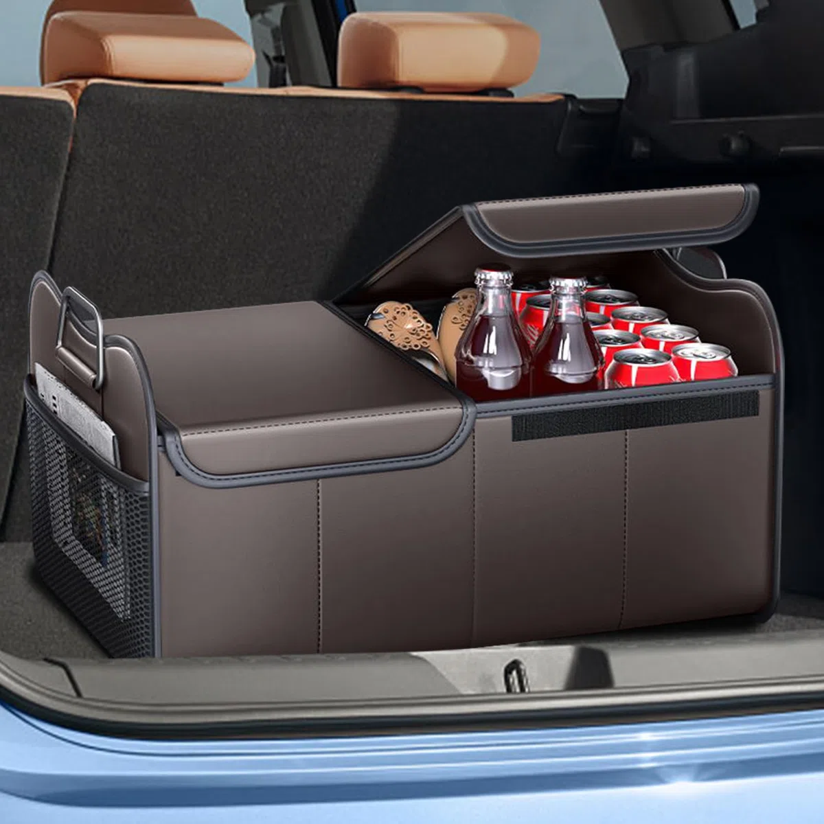 Generisch Organizer per bagagliaio per SUV, organizer per alimenti per | bagagliaio con coperchio, grande contenitore pieghevole, accessorio per veicoli, viaggi, vacanze, sedile posteriore camion