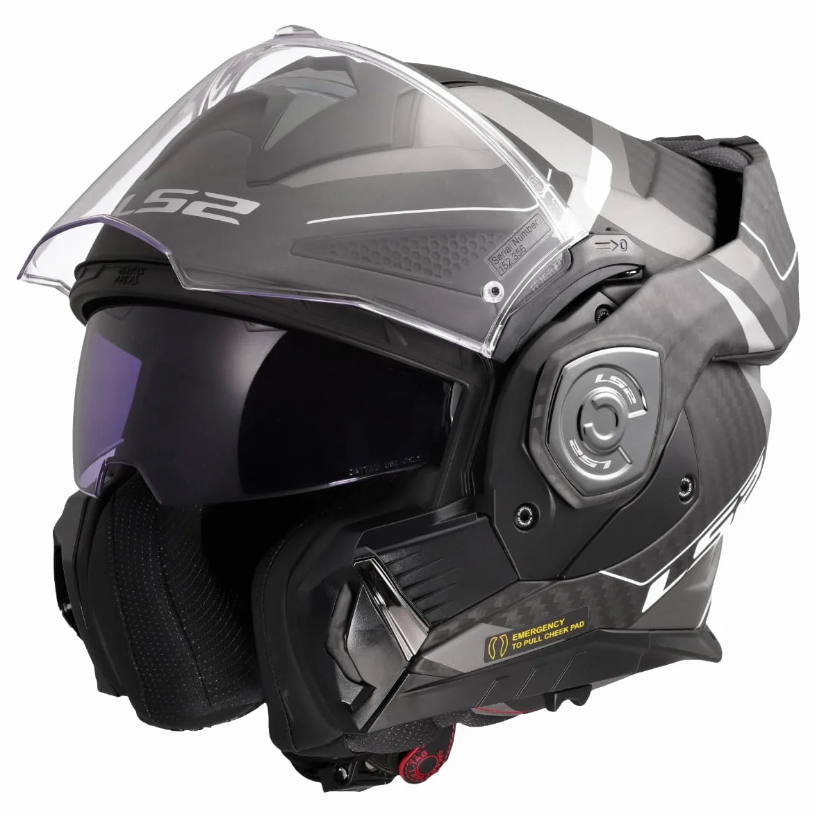 LS2, Casco Moto Modulare ADVANT X CARBON HORIZON Matt Silver Grey, S