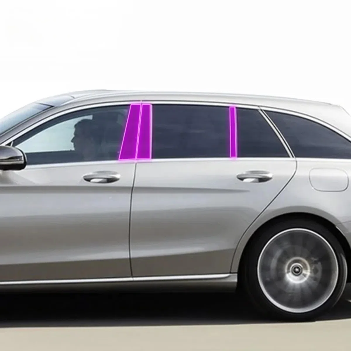 Pellicola protettiva per carrozzeria auto B C per la prevenzione dei graffi del pilastro della finestra in TPU PPF, accessorio per Mercedes Benz Classe -C W204 2014-2022 (trasparente)