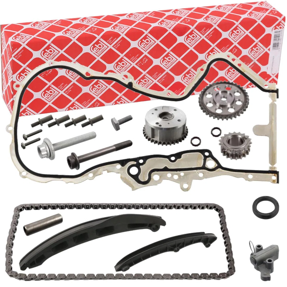febi bilstein 107994 kit catena distribuzione per albero a camme, con guide di scorrimento e tendicatena, 1 unità | Compatibile con: AUDI A3, A3 Sportback, SEAT ALTEA, ALTEA XL, CORDOBA, IBIZA III, IBIZA IV, IBIZA IV SC, IBIZA IV ST, LEON
