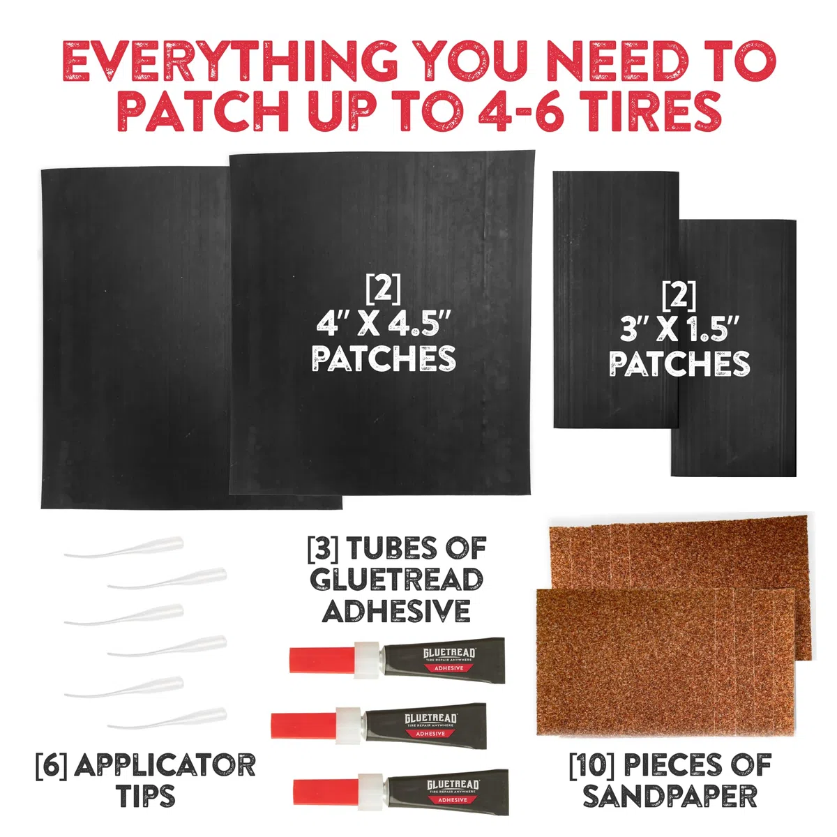 GlueTread, kit di riparazione pneumatici 4 x 4, kit di riparazione pneumatici laterali per veicoli fuoristrada 4x4, formula in gomma migliorata, nessun acceleratore necessario, tempo di asciugatura 10
