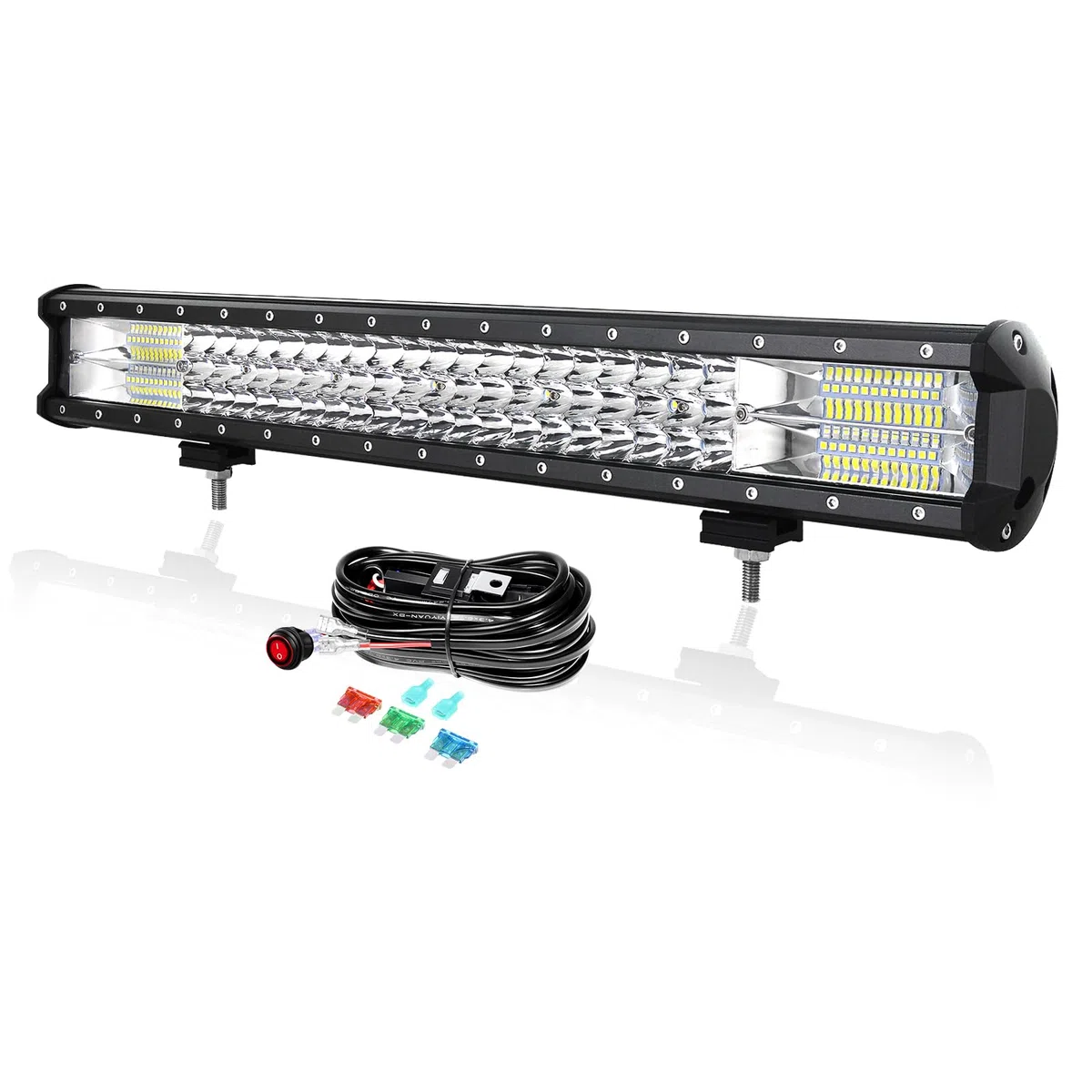PICAA 23 Pollici 324W Barra LED Fuoristrada con 12V Cablaggio Kit, Barra Luminosa a Led Auto Bianco 6000K Luci di Lavoro per 4x4 Camion SUV ATV UTV Trattore