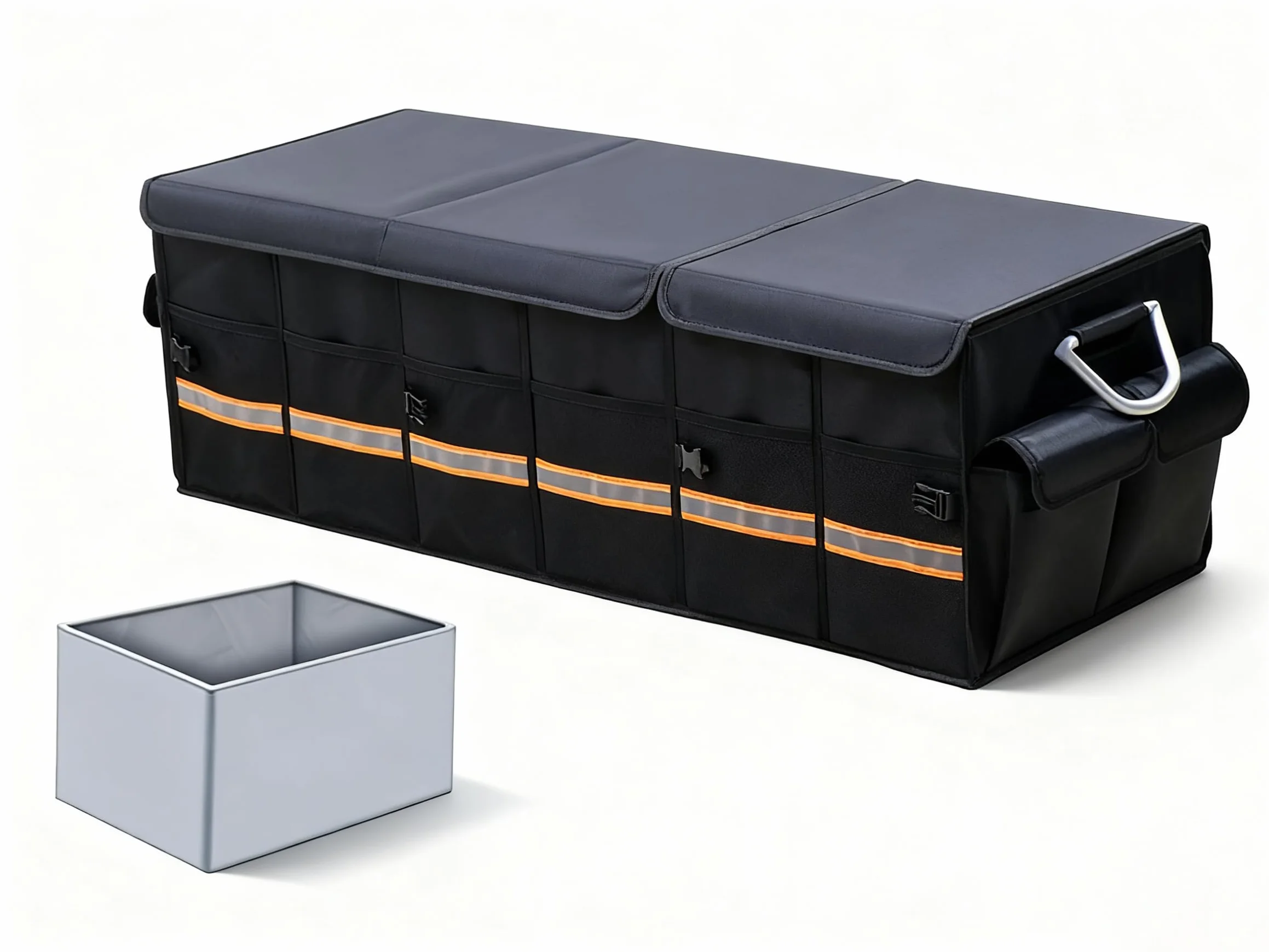 Organizer per Bagagliaio, Borsa per Bagagliaio, Pieghevole per Auto con Scomparti, Coperchio e Borsa Impermeabile, Organizer Macchina Fondo Antiscivolo, 100L Borsa Porta-oggetti da Baule