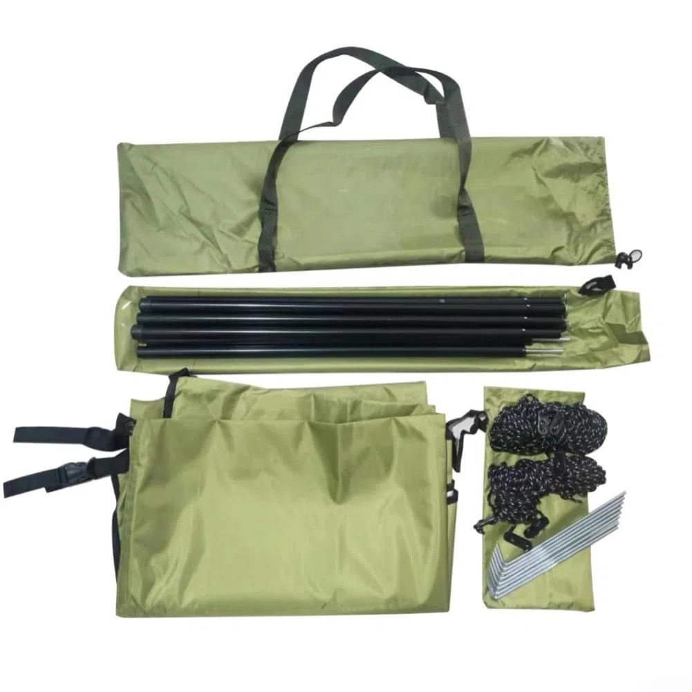 Tenda impermeabile per portellone posteriore di SUV, tenda da campeggio per auto, 440 x 200 cm, in tessuto Oxford, con pali per viaggi su strada (grigio, 440 x 200 cm)