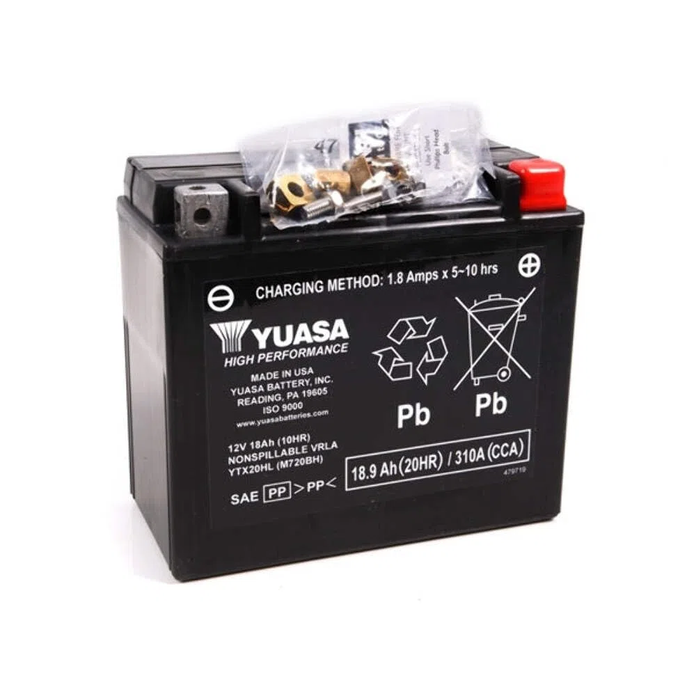Yuasa YTX20HL 12 V 310 CCA ad alte prestazioni senza manutenzione AGM VRLA batteria per moto, nero