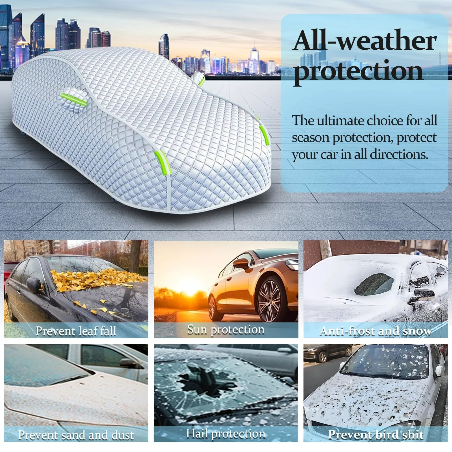 Telo Auto Antineve per Citroen C3 Aircross 2017-2023, Copertura Auto Antigrandine Inverno Impermeabile Telone Traspirante Copri Antivent Antipolvere Antigelo, Argento