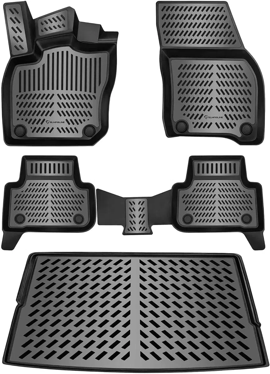 ELMASLINE 3D Tappetini Gomma e Vasca Baule per Pianale di carico superiore (regolabile) per VW TIGUAN 3 (2023-2025) | Tappetini Auto | Vasca per il bagagliaio | Accessori auto